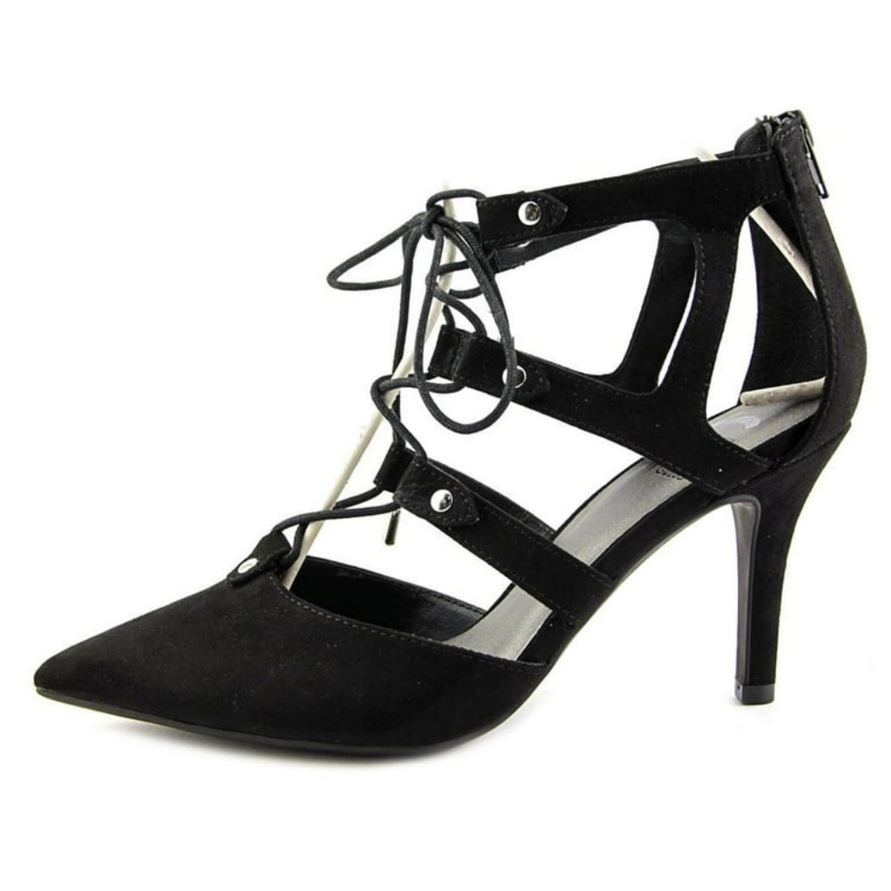 5 For $25✨️Guess Womens 6 Black Suede Stiletto High Heel Shoes Cut Out Low Pumps